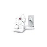 Power Strip with USB, HUNIAN Flat Plug Extension Cord, 5Ft, White