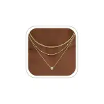 WomenGifts Layered Gold Necklaces for Women, 14K Gold Sterling Silver Plated Dainty Pendant Necklace Set Non Tarnish, Chunky Stackable Cuban Chain Choker, Trendy Birthstone Vacation Jewelry