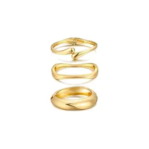 Chunky Gold Bangle Bracelets for Women, Dainty 14k Gold Plated Big Stackable Bangles Set, Trendy Statement Cuff Bracelet Stack Fashion Jewelry Gifts