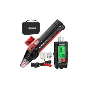 KAIWEETS Circuit Breaker Finder with LCD Display, GFCI Outlet Tester, Electrical Circuit Tracer Tool with NCV Test & Flashlight, Includes Carrying Case and Adapters- KT301P