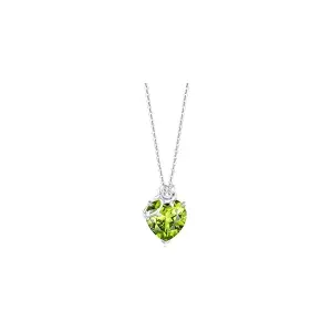 FANCIME 14K Solid White Gold Birthstone Pendant with Sterling Silver Chain
