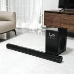 2.1 Channel 100W Soundbar with Bass Subwoofer, Bluetooth, Radio & Aura Light - Home Theater System with AUX, Coax, HDMI, USB Support - Black (Model XY3S)