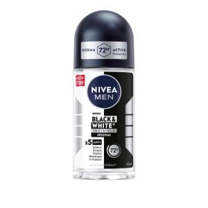 NIVEA MEN Black & White Invisible Original Anti-Perspirant Roll-On, 72h Protection, 50ml - Pack of 3